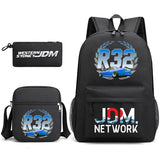JDM Anime Backpack Print Men's Laptop Bag with Pencil Bag