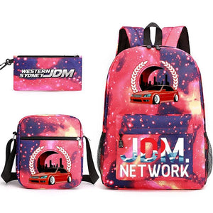 JDM Anime Backpack Men's Laptop Bag with Pencil Bag