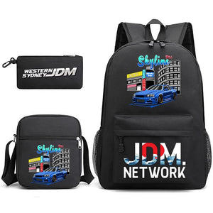 JDM Anime Backpack Men's Laptop Bag with Pencil Bag