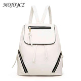 Women Drawstring Backpack Solid PU Leather Travel Classics Vintage