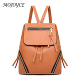 Women Drawstring Backpack Solid PU Leather Travel Classics Vintage