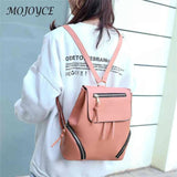 Women Drawstring Backpack Solid PU Leather Travel Classics Vintage