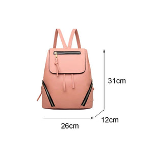 Women Drawstring Backpack Solid PU Leather Travel Classics Vintage