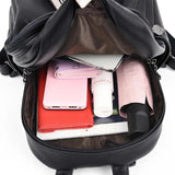 Women's Solid Pu Backpack Student Personalized Soft Leather