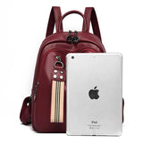 Women's Solid Pu Backpack Student Personalized Soft Leather
