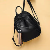 Women's Solid Pu Backpack Student Personalized Soft Leather