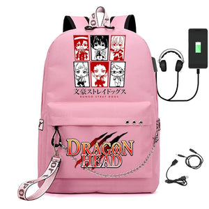 Teen USB Charging Laptop Backpack Girls Student School Bag Bungo Stray Dogs
