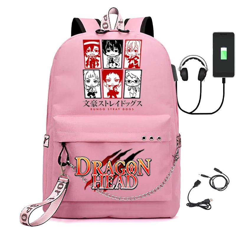 Teen USB Charging Laptop Backpack Girls Student School Bag Bungo Stray Dogs