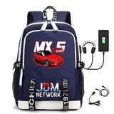Anime JDM Print Backpack Large Capacity Student Schoolbag USB Charging