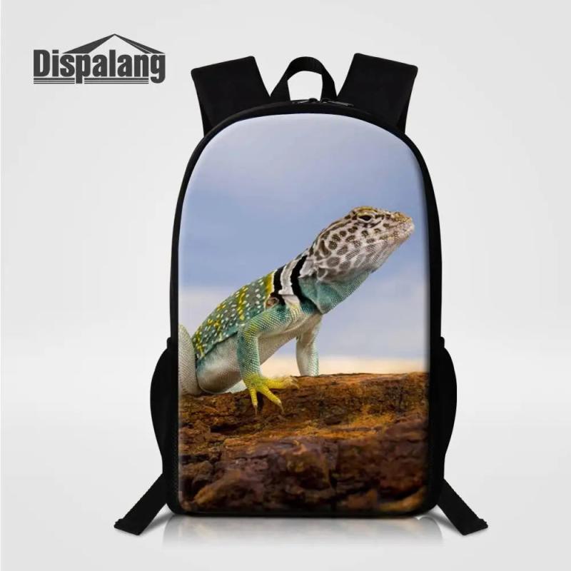 Lizard Print Student Backpack Lightweight Travel Shoulder Bag
