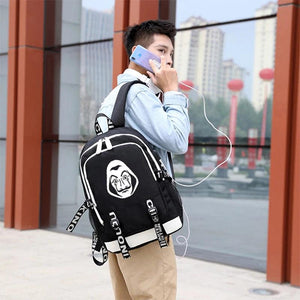 House of Paper Backpack USB Charge Capacity Bag