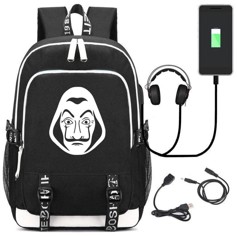 House of Paper Backpack USB Charge Capacity Bag
