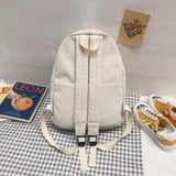 Female Canvas Backpack Solid Teen School Bag