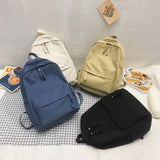 Female Canvas Backpack Solid Teen School Bag