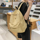 Female Canvas Backpack Solid Teen School Bag