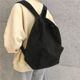 Female Canvas Backpack Solid Teen School Bag