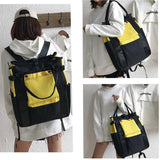 Harajuku Style Patchwork Travel Backpack Women Casual Tote Bag
