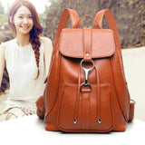 Men Leather Backpack School Bag Women Travel Rucksack Bolsas