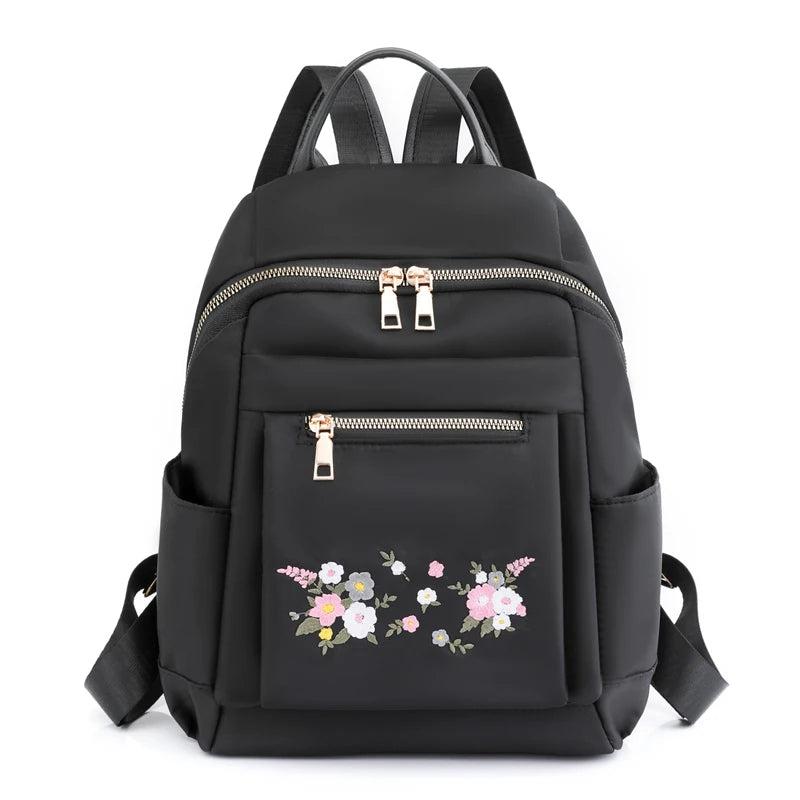 Chinese Style Embroidery Backpack Anti Theft Waterproof Nylon Bag