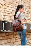 Vintage Leather Backpack Lady Travel Bag