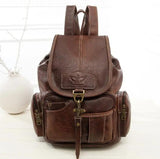 Vintage Leather Backpack Lady Travel Bag