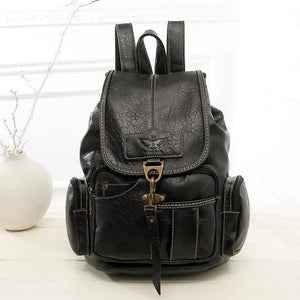 Vintage Leather Backpack Lady Travel Bag