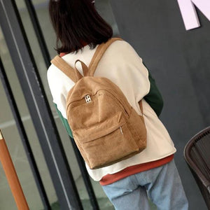 Corduroy Backpack Women School Backpacks Pure Rucksacks Teenger Girl School Bags