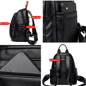 Waterproof Leather Backpack for Women Soft Bag High Capacity