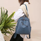 Waterproof Leather Backpack for Women Soft Bag High Capacity
