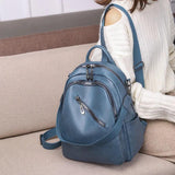 Waterproof Leather Backpack for Women Soft Bag High Capacity