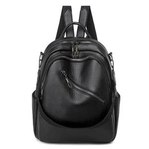 Waterproof Leather Backpack for Women Soft Bag High Capacity