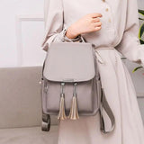 Women's Nylon Backpack Tassel Rucksack Shoulder Bag