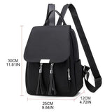 Women's Nylon Backpack Tassel Rucksack Shoulder Bag