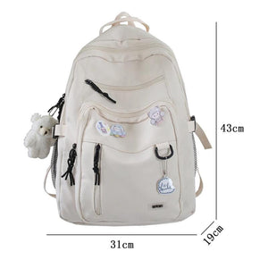 Big Student Backpack Badge Rucksack Girls School Bag High Capac...