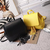 Women Backpacks Female Lady Tassel String Solid Girls School Bag