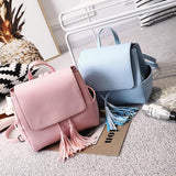 Women Backpacks Female Lady Tassel String Solid Girls School Bag