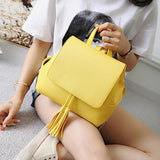 Women Backpacks Female Lady Tassel String Solid Girls School Bag