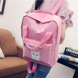 Cat Print Canvas Backpack School Bags for Girls Travel Bags A966