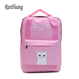 Cat Print Canvas Backpack School Bags for Girls Travel Bags A966