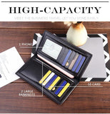 Men's Leather Long Wallet with Strap Credit Card Slots Multifunctional