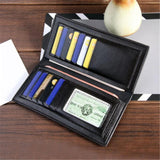Men's Leather Long Wallet with Strap Credit Card Slots Multifunctional