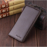 Men's Leather Long Wallet with Strap Credit Card Slots Multifunctional