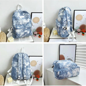Casual Nylon School Backpack for Teen Girls Tie Dye Shoulder Bag