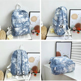Casual Nylon School Backpack for Teen Girls Tie Dye Shoulder Bag