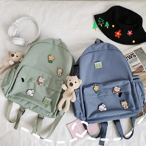 Kawaii Nylon School Backpack for College - Student Cartoon Laptop Book Bag