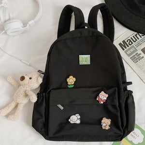Kawaii Nylon School Backpack for College - Student Cartoon Laptop Book Bag