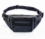 Men Leather Travel Waist Pack Mobile Phone Bag