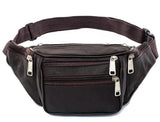 Men Leather Travel Waist Pack Mobile Phone Bag