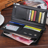 Men's Long PU Wallet Zippered Clutch Business Bag