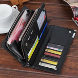 Men's Long PU Wallet Zippered Clutch Business Bag